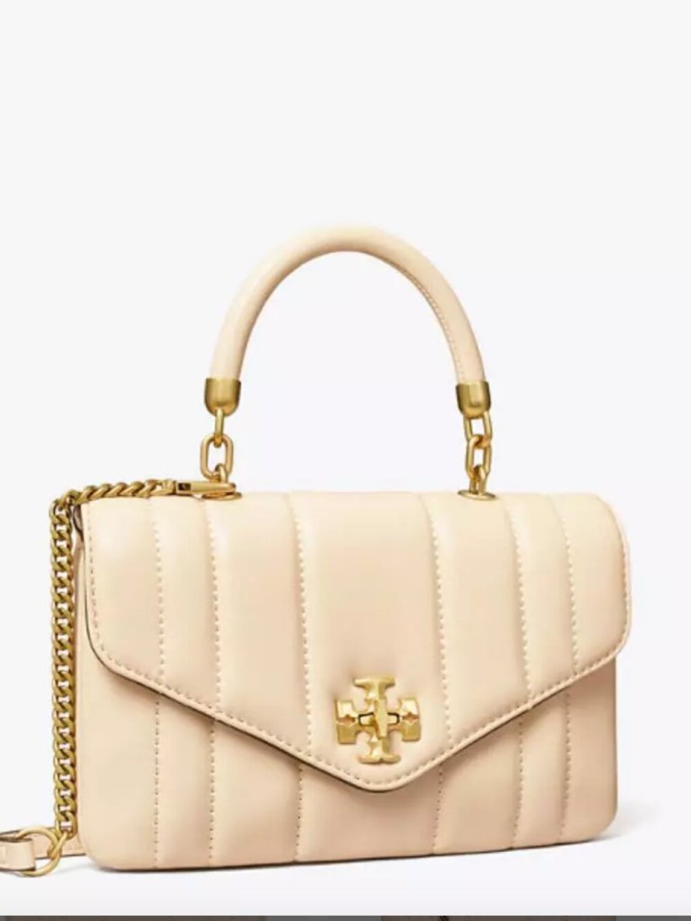 Tory Burch Kira Small Quilted Top Handle Satchel - Brie Ivory NWT Dustbag & Box